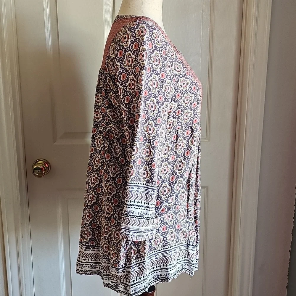 Easel Bohemian Mixed Print Top - Picture 4 of 5